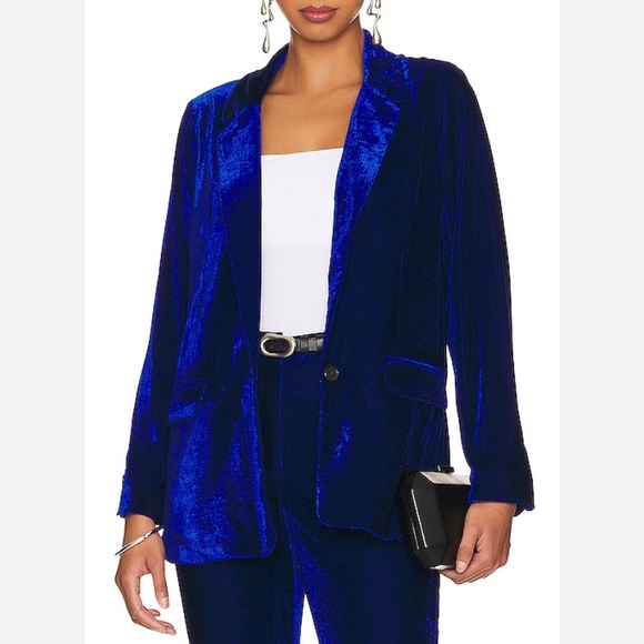BGBGeneration royal blue single button long velvet blazer Sz S - Picture 1 of 12